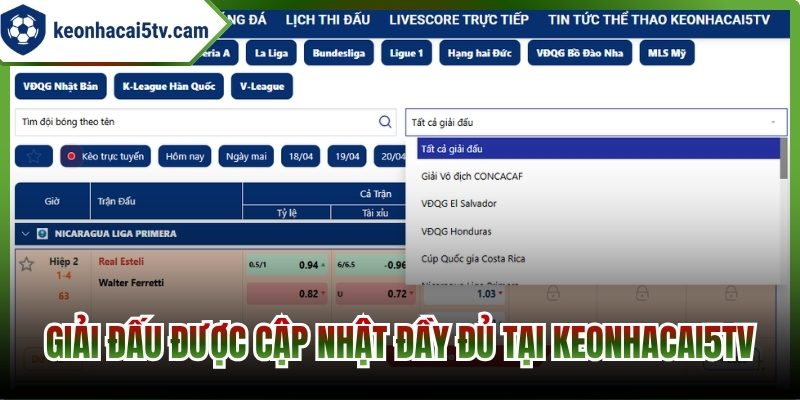 Các giải đấu được cập nhật đầy đủ keonhacai 5tv