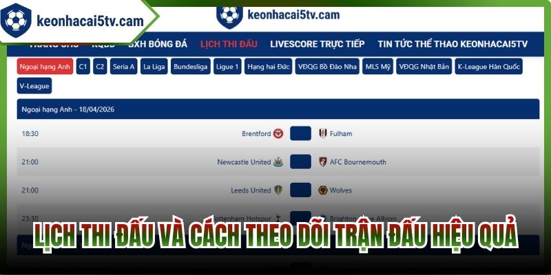 Lịch thi đấu và cách theo dõi trận đấu hiệu quả