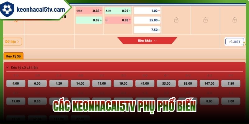 Các keonhacai5tv phụ phổ biến