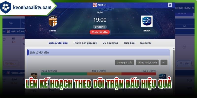 Lên kế hoạch theo dõi trận đấu hiệu quả